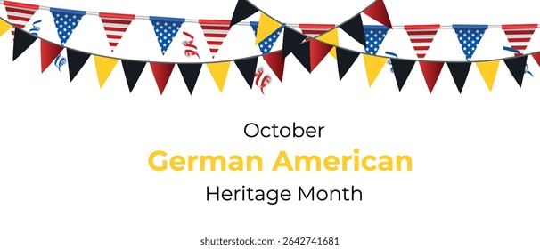 German American Heritage Month, German flag and pattern in German flag colors, realistic vector illustration