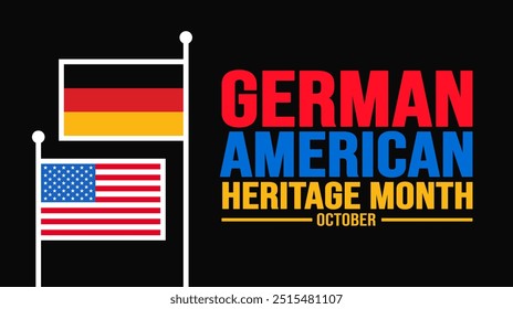 Deutsch Amerikanischer Erbmonat Deutschland und USA Fahnenhintergrund oder Banner Design Template wird jedes Jahr im Oktober beobachtet. Urlaubskonzept. Vorlage für Karte, Poster, Plakat, Vorlage. 10 EPS