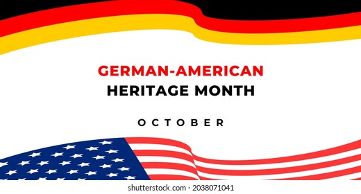 German american heritage month. Vector web banner, background, poster, card for social media, networks. Text German-american heritage month, october on white background.