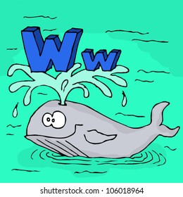 German Animal alphabet for kids - letter W