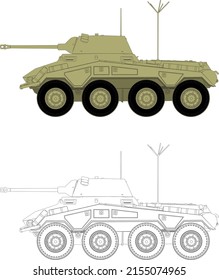 German armored personnel carrier of the Second World War Schwerer Panzerspähwagen received the unofficial name Puma. A detailed vector image in two versions