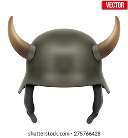 German Army helmet with horns. Vector Illustration isolated on a white background