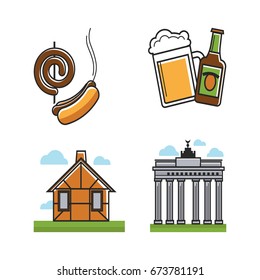 German attributes set with building types vector poster