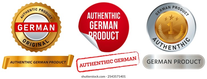 German authentic product stamp colorful badge produce manufactured original sticker label sticker Germany Deutschland design icon set collection