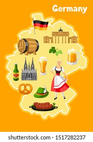 German background design. Germany national traditional symbols and objects.