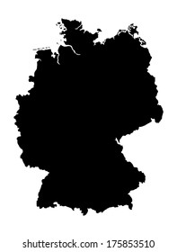 German banner vector map icon of Germany isolated on white background. High detailed black vector map - Germany map silhouette.