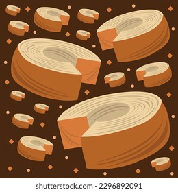 Deutsche Baumkuchen flache Vektorgrafik. Cute süßdeutscher Baumkuchen Cartoon Vektorgrafik für Grafikdesign und dekoratives Element