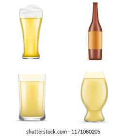 German beer icon set. Realistic set of german beer vector icons for web design isolated on white background