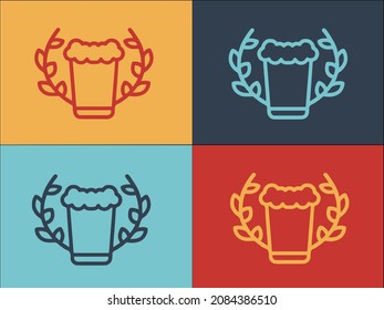 German Beer Laurel Logo Template, Simple Flat Icon of german,oktoberfest,drink