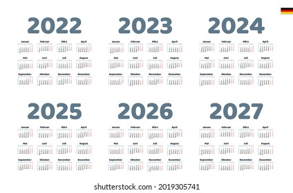 German Calendar 2022 2023 2024 2025 Stock Vector (Royalty Free ...