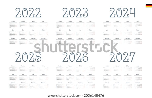 German Calendar 2022 2023 2024 2025 Stock Vector (Royalty Free ...