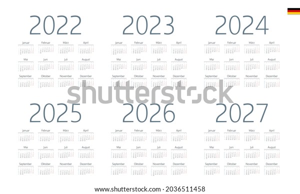 Calendrier allemand pour 2022, 2023, 2024, : image vectorielle de stock