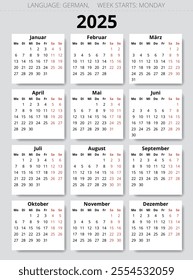 German calendar 2025: a year in vector illustration