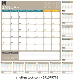 german calendar template year 2018 set stock vector royalty free 591079778 shutterstock
