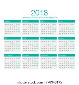 German Calendar Vector 2018