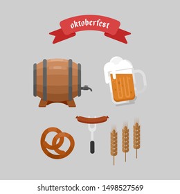 German Cheers vector illustration for bavarian beer festival for greeting card, invitation, banner, poster, pack, sticker, glass. Oktoberfest design elements, handwritten lettering. EPS 10.