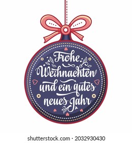 Frohe Weihnachten Grußkarte Vektor Grußkarte auf Deutsch. Weihnachten in verschiedenen Sprachen. Frohe Weihnachten für die englische Übersetzung