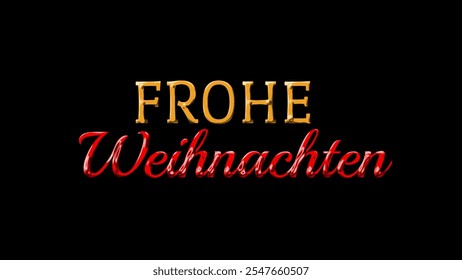 German Christmas Greeting Typography.  Merry Christmas in German greeting holiday card