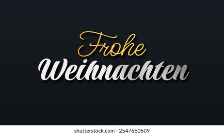 German Christmas Greeting Typography.  Merry Christmas in German greeting holiday card