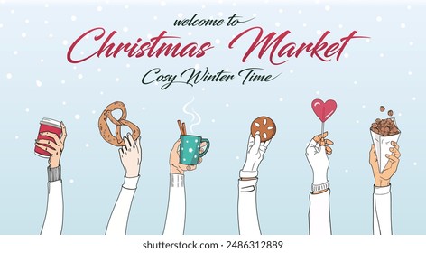 German Christmas Market  Specialities - colored vector Illustration