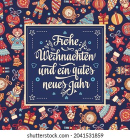 Grußkarte im Vintage-Stil auf Deutsch. Englisch Translation-Happy Weihnachten und Neujahr