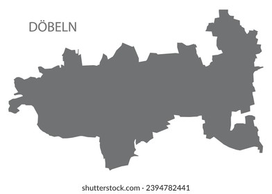 Döbeln Deutscher Stadtplan Grau Illustration Silhouettenform