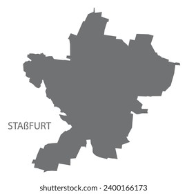 Staßfurt German city map grey illustration silhouette shape