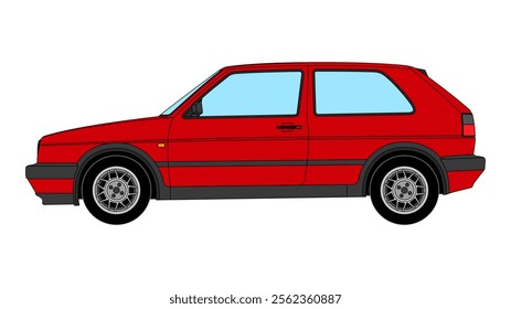 German Classic Compact Hatchback 1983 Vector Speed Icon Vehicle Automobile Auto Car