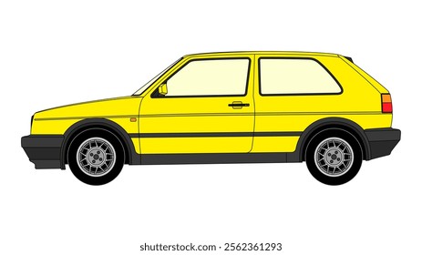 German Classic Compact Hatchback 1983 Vector Speed Icon Vehicle Automobile Auto Car