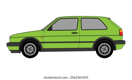 German Classic Compact Hatchback 1983 Vector Speed Icon Vehicle Automobile Auto Car