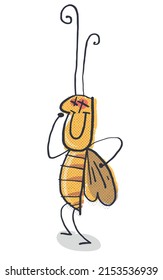 German cockroach. Beetle pest. Comic character. Vector illustration.