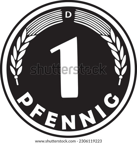 German coin 1 pfennig vector design handmade silhouette
