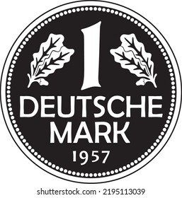 german coin one mark year 1957 handmade design vector