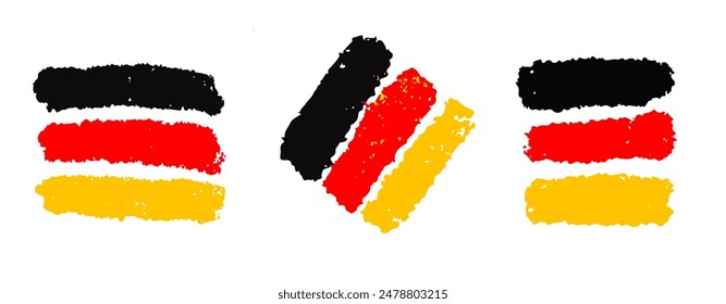 German colours brush stokes. Yellow, red, and black lines. Lines in three colours.