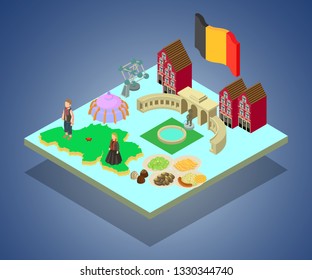 German concept banner. Isometric banner of german vector concept for web, giftcard and postcard