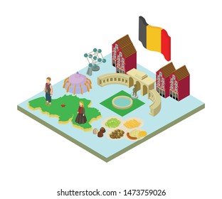 German concept banner. Isometric banner of german vector concept for web, giftcard and postcard