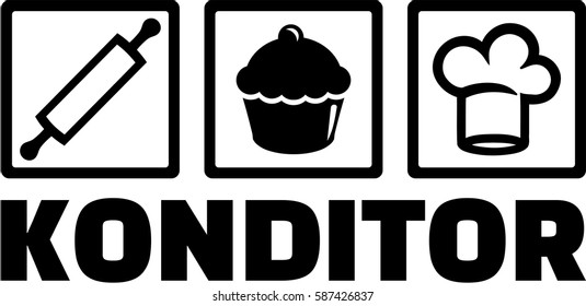 German confectioner word with equipment