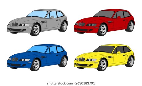 German Coupe Retro Classic Icon Speed Sport Car Vehicle Vector Clown Shoe