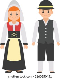 German couple standing together Concept, Lederhosen Bavarian vector color icon design, World Indigenous Peoples symbol, characters in casual clothes Sign, traditional dress stock illustration