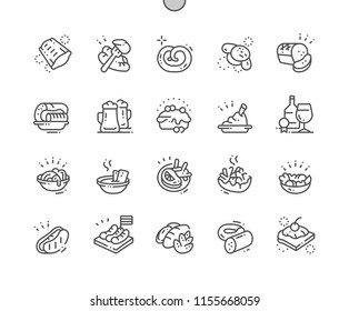 Cocina alemana Pixel Perfect Vector Thin Line Icons 30 2x Grid para gráficos y aplicaciones web. Pictograma mínimo simple