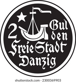 German Danzig Coin vector design handmade silhouette