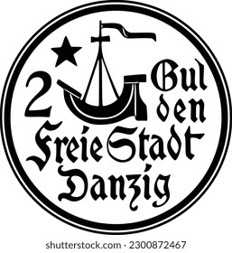 German Danzig Coin vector design handmade silhouette