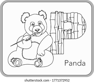 German or Deutsch Zoo Animals Alphabet for the kids: letter P - Panda. Vector letter and character.
Cartoon colorless Illustration