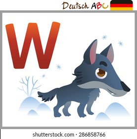 German or Deutsch Zoo Animals Alphabet for the kids: W