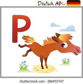 German or Deutsch Zoo Animals Alphabet for the kids: P