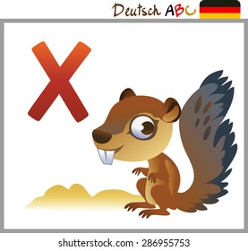 German or Deutsch Zoo Animals Alphabet for the kids: X for the Xerus