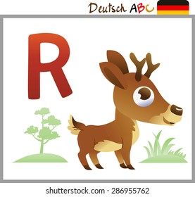 German or Deutsch Zoo Animals Alphabet for the kids: R