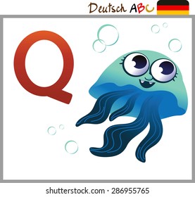 German or Deutsch Zoo Animals Alphabet for the kids: Q