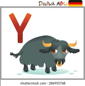 German or Deutsch Zoo Animals Alphabet for the kids: Y