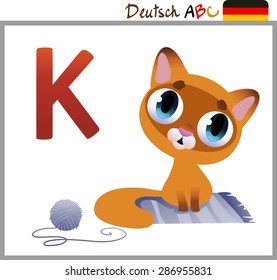 German or Deutsch Zoo Animals Alphabet for the kids: K